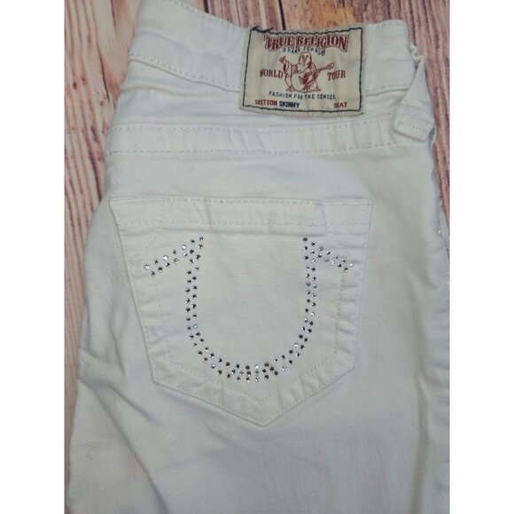 True Religion World Tour Womens White Skinny Jeans 28x28 - Picture 8 of 11